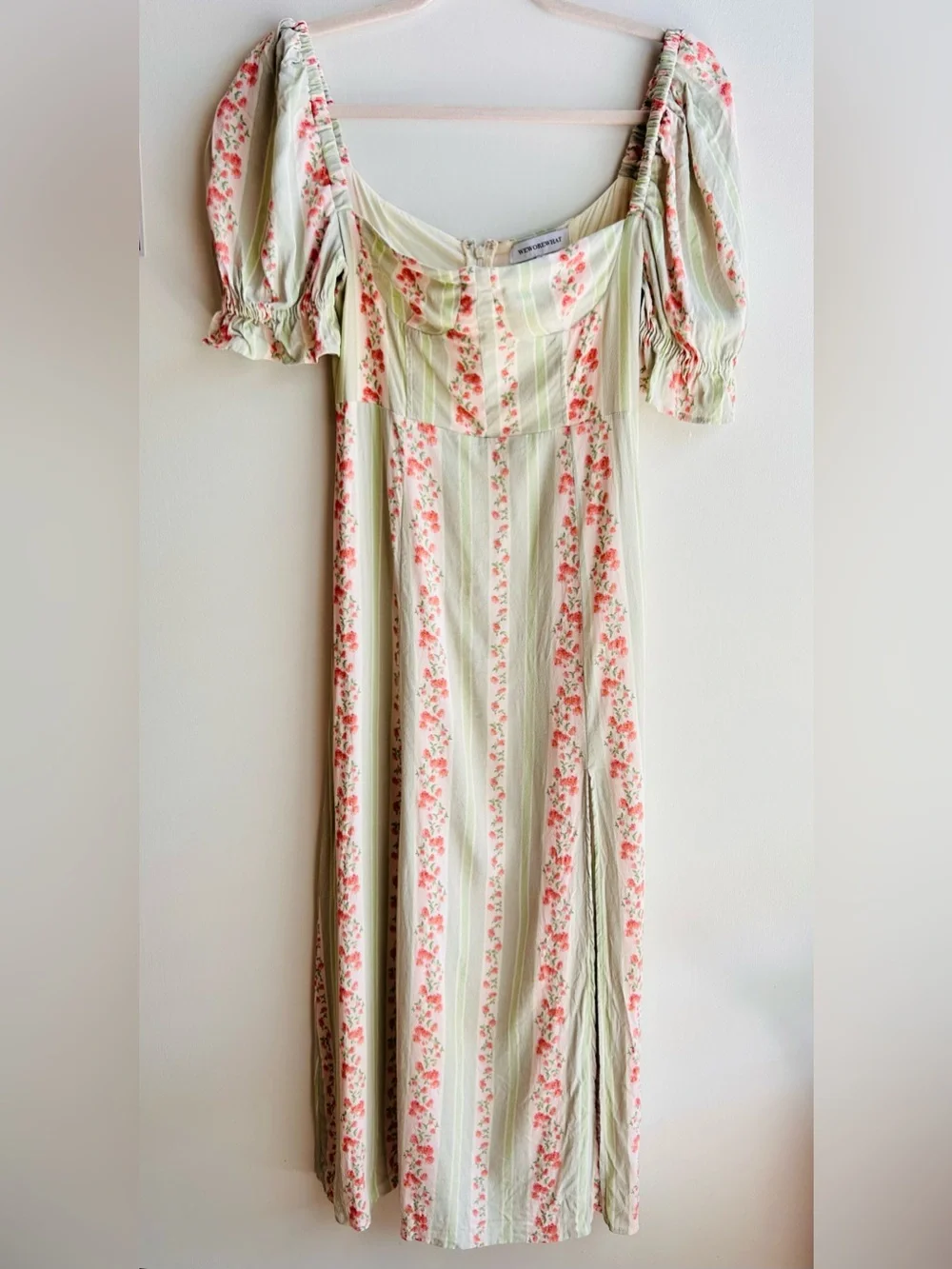 We Wore What Floral Rosewood Puff Sleeve Pastel Midi Dress